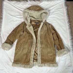Wilson Leather -Suede Coat, Faux Fur Lined Hooded button Up